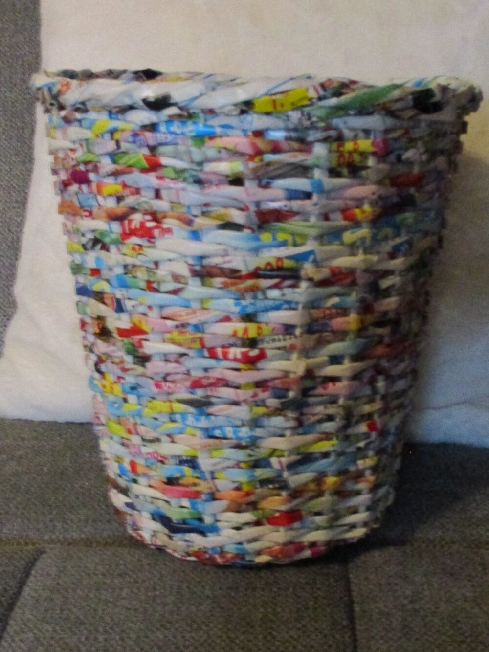 Magazine Recycled Paper Woven Wastebasket